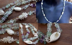 Florite and cast seed pods necklace