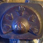 Sand Cast Bronze Thyalcine and Hands Belt Buckle